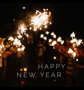 Happy New Year message with party theme