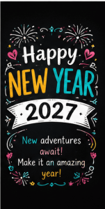 Happy New Year 2027 greeting wallpaper