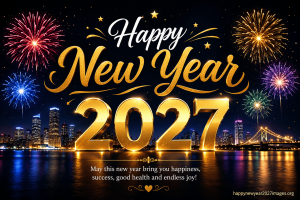 Happy New Year 2027 party wallpaper