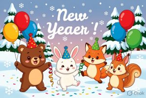 Happy New Year 2027 family celebration