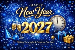 Happy New Year 2027 quote with night sky