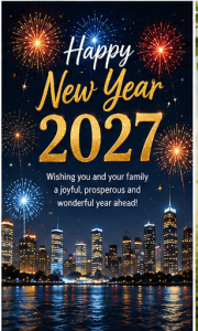 Happy New Year 2027 night celebration