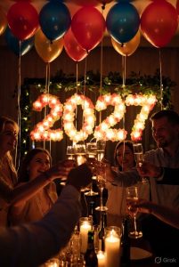 Happy New Year 2027 red balloons image