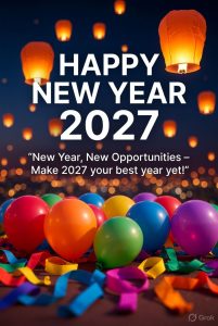 Happy New Year 2027 inspirational greeting
