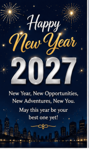 Happy New Year 2027 cheerful greeting