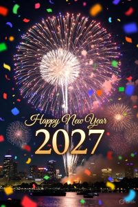 Happy New Year 2027 festive lights image