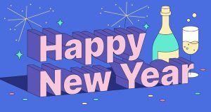 Happy 2027 quote with festive decorations