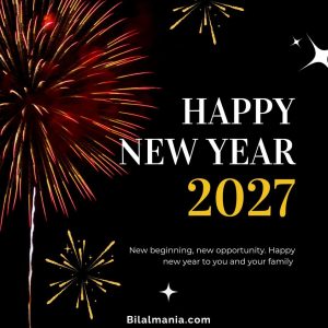 Happy New Year 2027 celebration with fireworks