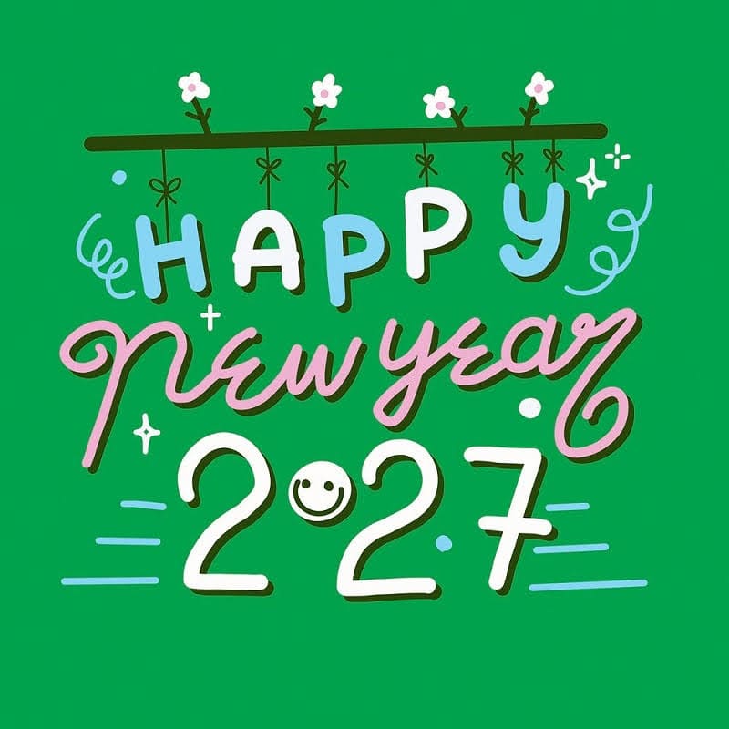 Positive New Year message with a colorful background
