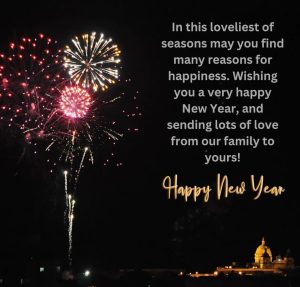 Colorful New Year decorations and fireworks