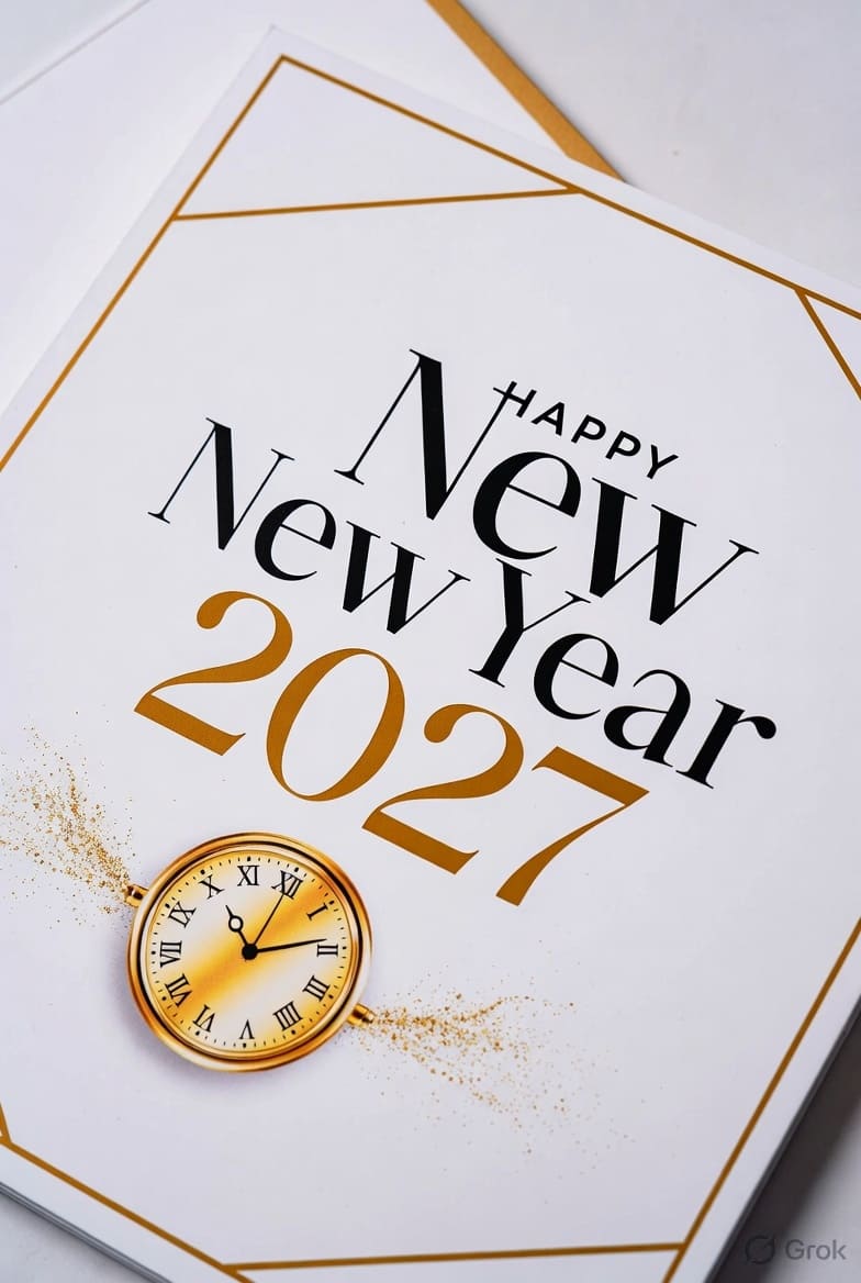 Happy New Year 2027 greetings greeting card