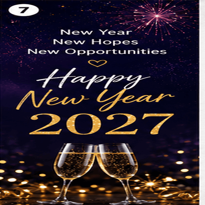 New Year 2027 celebration post with festive vibes