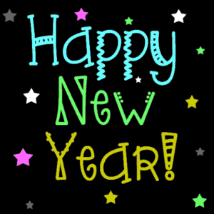 Joyful new year celebration with glowing decorations