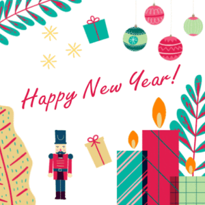 Colorful party animation with confetti and balloons