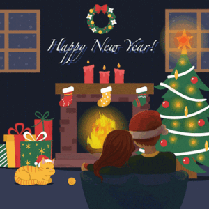 New year celebration animation with sparkling effects