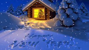 Animated celebration card with golden and colorful lights